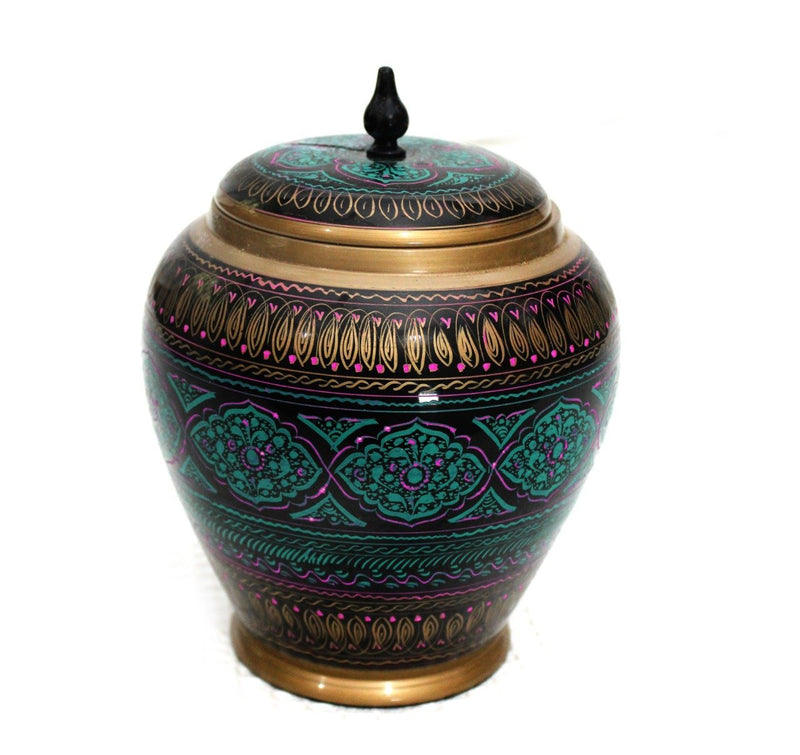 Wooden Candy Jar in Nakshi Art 8'' - waseeh.com