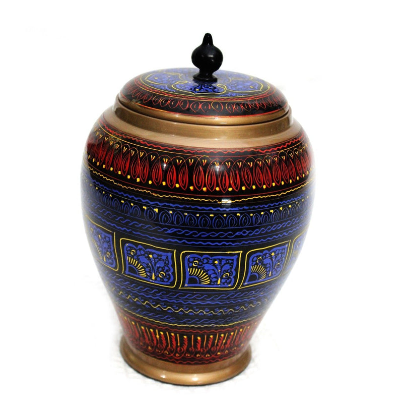 Wooden Candy Jar in Nakshi Art 9'' - waseeh.com