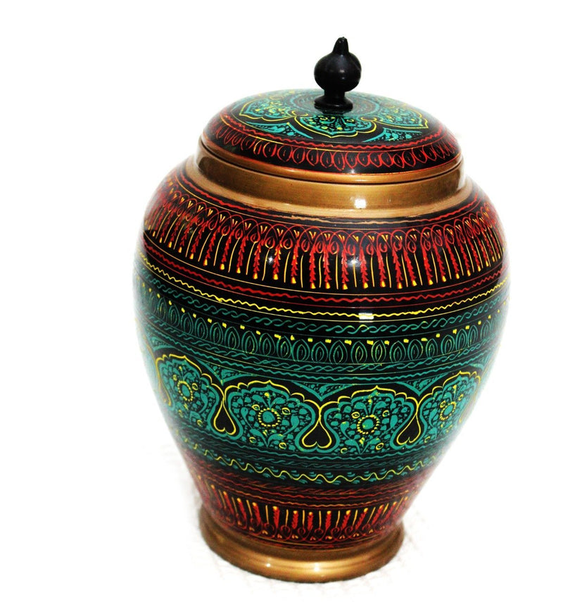 Wooden Candy Jar in Nakshi Art 9'' - waseeh.com