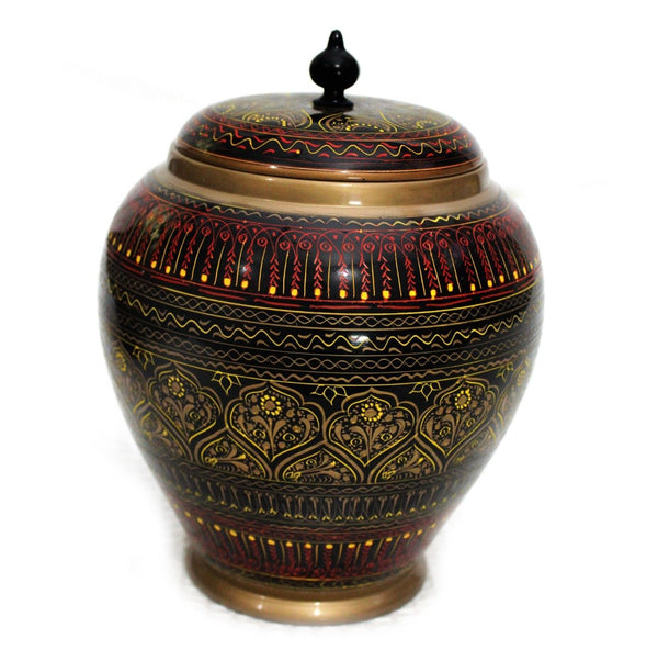 Wooden Candy Jar in Nakshi Art 6.5'' - waseeh.com