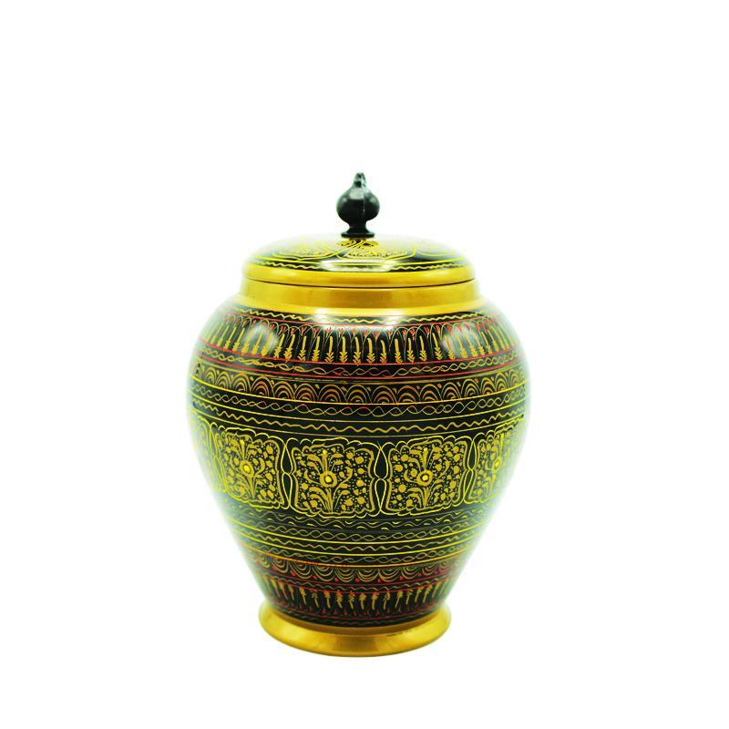 Wooden Candy Jar in Nakshi Art 8'' - waseeh.com