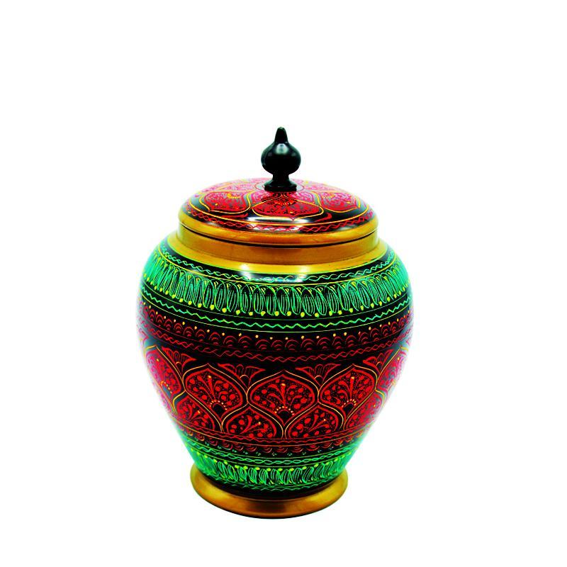 Wooden Candy Jar in Nakshi Art 8'' - waseeh.com