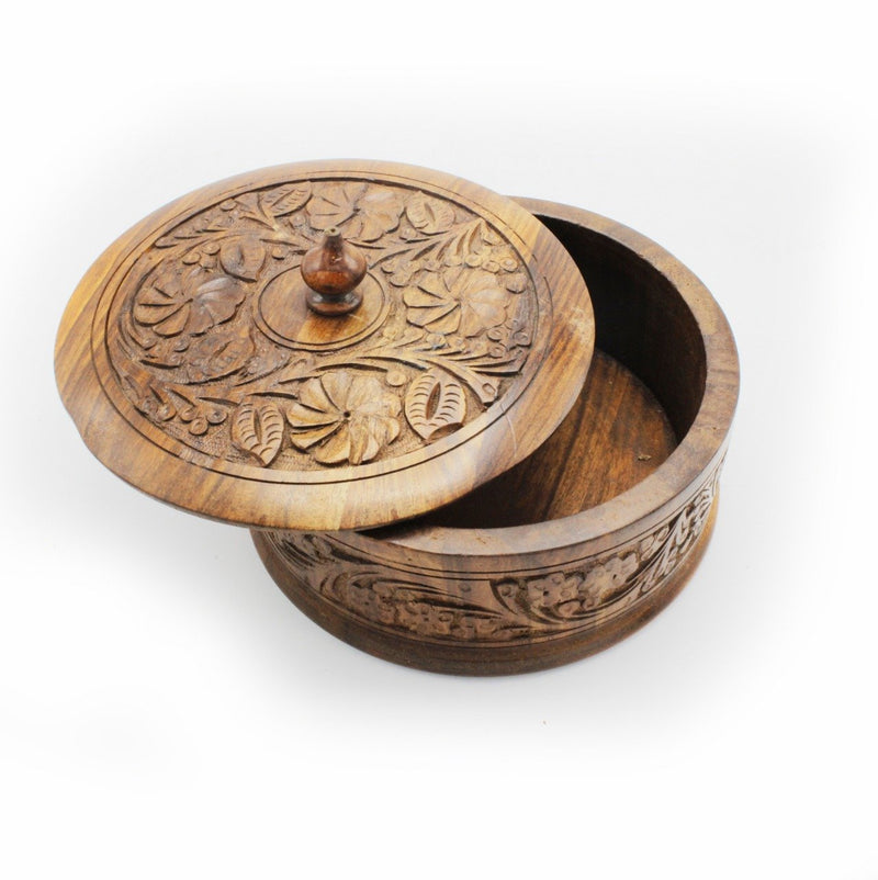 Carved Wooden Hot Pot - 8" - waseeh.com