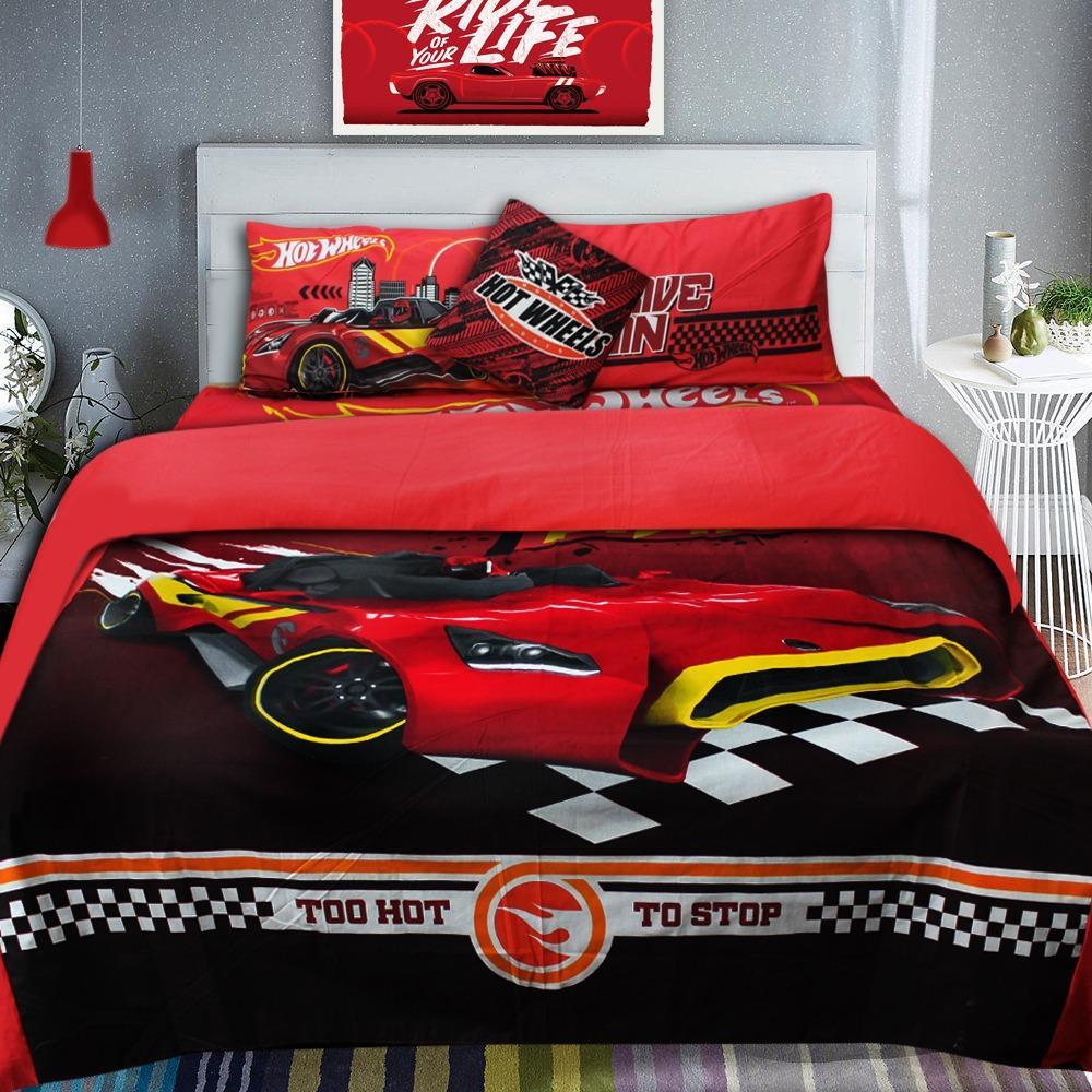 Cotton Quilt Cover Set - 6 pcs -  Hot Wheels - waseeh.com