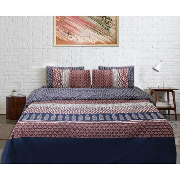 Quilt Cover Set - 6 pcs - Red Blue Geometric - waseeh.com