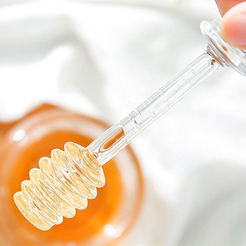 Transparent Honey Storage Jar with Beehive Style Spoon - waseeh.com