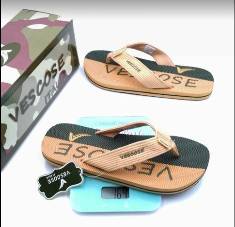 Vescose - Flip Flops - Green and Beige Lined - waseeh.com