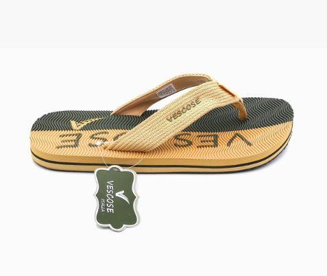 Vescose - Flip Flops - Green and Beige Lined - waseeh.com