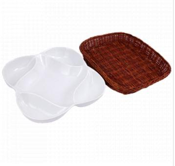 Snack Plate with Braided Basket (Flower Shaped) - waseeh.com