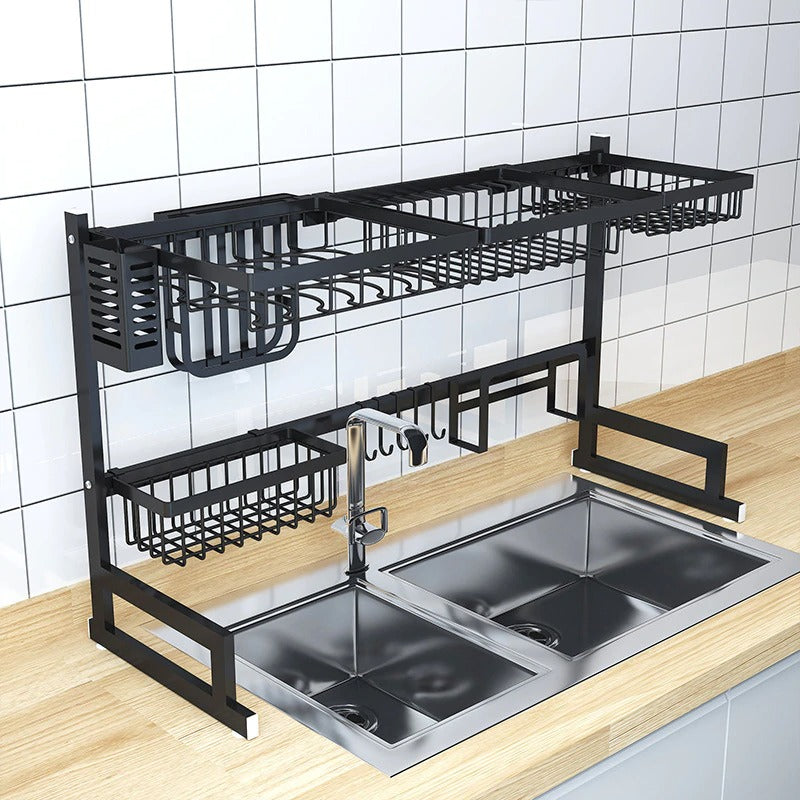 Kitchen Space Stainless Steel Dish Drying Rack (Black) - waseeh.com