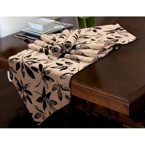 TABLE RUNNER 7 PCs SET - black leaves - waseeh.com