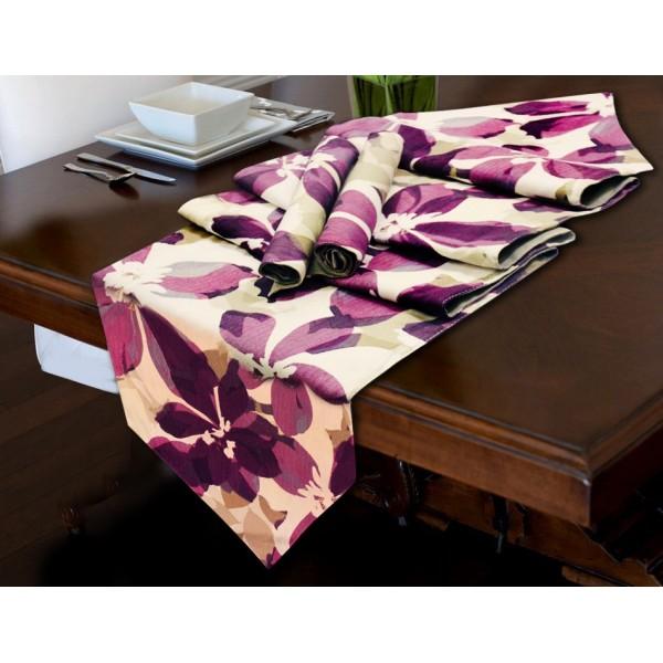 TABLE RUNNER 7 PCs SET - Purple Flower - waseeh.com