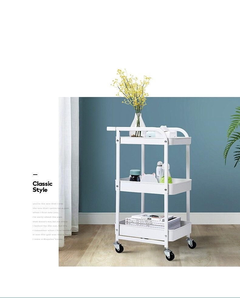 Rolling Utility Kitchen Cart Trolley (3-Tier) - waseeh.com