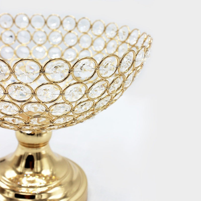 Golden Metal & Crystal Bowl - waseeh.com