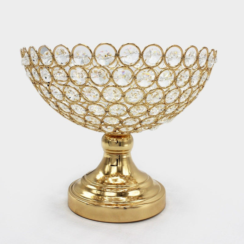 Golden Metal & Crystal Bowl - waseeh.com