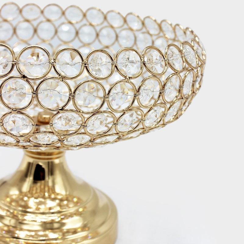 Golden Metal & Crystal Bowl - waseeh.com