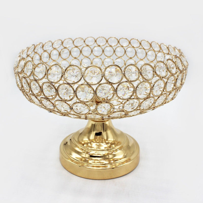 Golden Metal & Crystal Bowl - waseeh.com