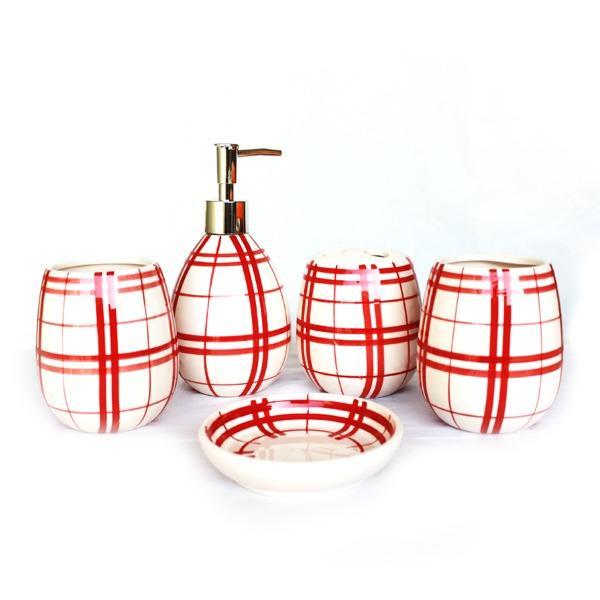 Ceramic Bathroom Set - 5 pc boxes pattern - waseeh.com