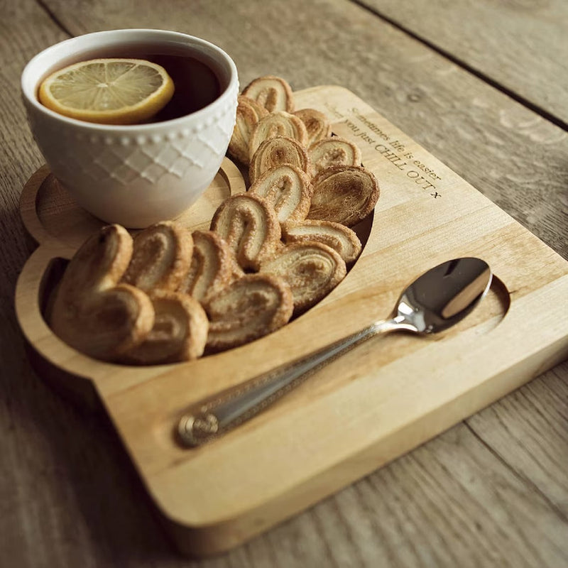 Coffee And Sweets Serving Wooden Tray Platter